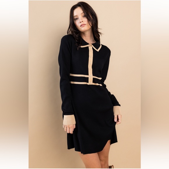 05 Basic Collared Sweater Dress - Picture 5 of 7